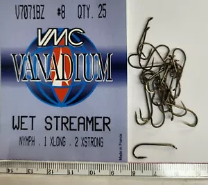 VMC VANADIUM V7071BZ Wet-Streamer-Nymph Hooks 1XLONG-2XSTRONG Size #8 QTY:25 - Bild 1 von 2