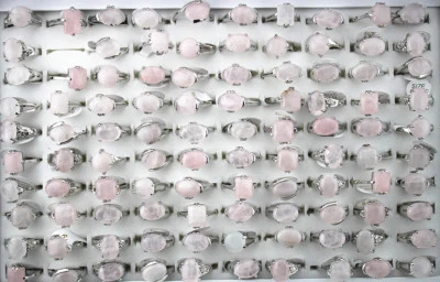 Venta al por mayor Joyería Lote Mixto 50 piezas Rosa Piedra Natural Mujeres Dama Moda Anillos Foto 1 de 4