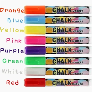 8 Liquid Chalk Marker Pen LED Blackboard Menu Glass Plastic Neon Fluorescent Pen - Picture 1 of 12
