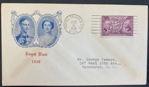1939 Royal Train RPO Usa First Day Cover King George VI Visit FDC To Vancouver - Picture 1 of 2