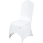 100 pièces housses universelles de chaise de mariage en polyester spandex voûtées devant blanc