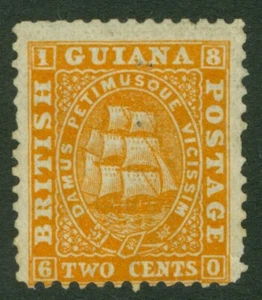 SG 43 British Guayana 1862-65. 2c orange. Neuwertiges Teil Kaugummi CAT £170 - Bild 1 von 1