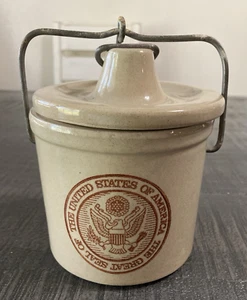 Tarro de mantequilla de gres tarro de queso The Great Seal Estados Unidos América de colección - Imagen 1 de 9
