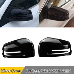 Door Side Wind Mirror Cover Cap Gloss Black For Benz W204 W221 W212 2009-2013 SU - Picture 1 of 9