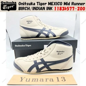 Onitsuka Tiger MEXICO Mid Runner BIRCH/INDIAN INK 1183b577-200 Unisex Size - Picture 1 of 8