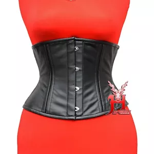 Leder Taillenkorsett Schnür Korsett Schwarz Corsage Bodyshaper Gothic Hi-86 - Bild 1 von 6