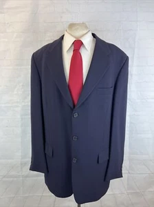 Claiborne Men's Dark Navy Blue Solid Wool Blazer 44L $395 - Picture 1 of 10