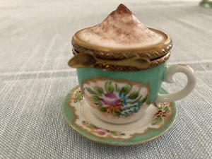Rare Authentic Limoges Cappuccino Cup Box with Tea Spoon Clasp & Saucer - Picture 1 of 6