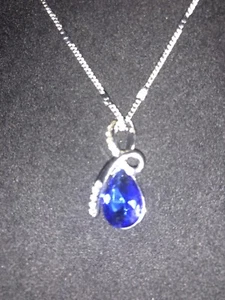 Pendant Chain Crystal Choker Chunky bib, Blue, Necklace women Fashion Jewelry - Picture 1 of 2