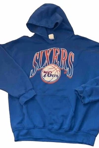Vintage NBA Philadelphia 76ers Junk Food Blue Pullover Hoodie Men szM World Ship - Picture 1 of 12