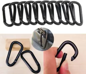 20x Alu Karabinerhaken Schwarz Karabiner Haken Schnapphaken Aluminium Camping - Picture 1 of 6