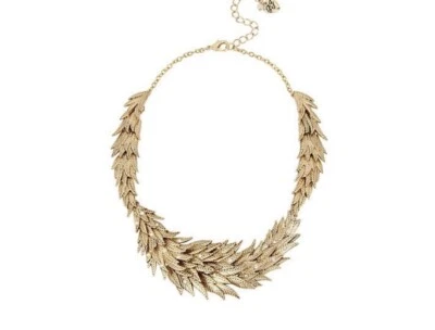 Betsey Johnson Angel & Wings Feathered Collar Necklace Necklace GoldTone BA-2 - Image 1 of 4