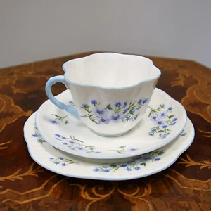 Art Deco Shelly Blue Rock 13591 Cup, Saucer & Side plate x 3 - Picture 1 of 6