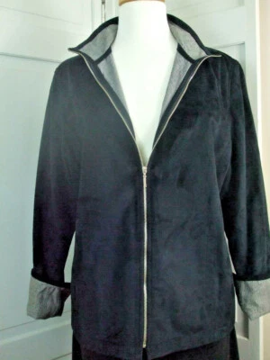 Chaqueta para mujer Norton McNaughton talla 12 negra imitación gamuza tela gris forro cremallera Foto 1 de 4