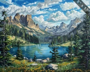 Rocky Mountain National Park oil painting 8x10 Print - Picture 1 of 1