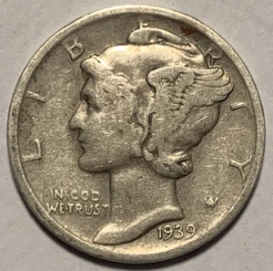 1939 D Mercury Dime (VG/F) ~ 90% Silver ~ Brilliant U.S. Coin ~ D2621 - Picture 1 of 2