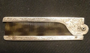 alter Reiseklappkamm / Taschenkamm  Horn - 800er Silber  klappbar Vintage - Bild 1 von 4