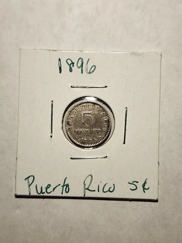 1896 Puerto Rico 5 Centavos Circulated Coin Cover