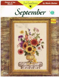 September Flower of the Month Just Cross Stitch Pattern Leaflet Vintage - Picture 1 of 2