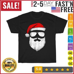 Funny Santa Claus Face Sunglasses with Hat Beard Christmas T Shirt Men Women Kid - Picture 1 of 11