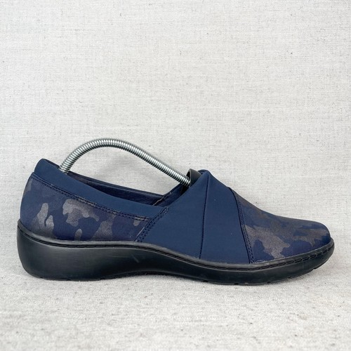 Scarpe mocassino Clarks donna 11M Cora Heather blu navy slip on casual comode