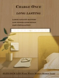 6LED/10CM LED Warmweiß Bewegungssensor Licht USB Ladesteife Schrank Schrank Lampe - Bild 1 von 7