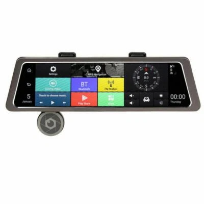 4G 10" IPS GPS Dual Lens Android 5.1 Car Rearview DVR Recorder Mirror Camera Kit - Image 1 of 4