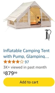 Inflatable Camping Tent with Pump, Glamping Tents, Easy Setup 4 Season. SnowRain - Picture 1 of 8