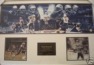 Tedy Bruschi signed autographed 2003 Patriots Snow Game photo collection framed - Picture 1 of 2