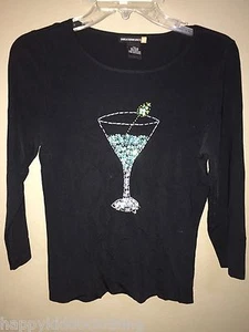 Nuevo SUÉTERWORKS Camisa Top Adornada MUJERES Talla Pequeña Martini Niñas Noche - Imagen 1 de 2