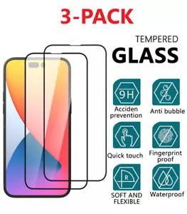 3X Cubierta Completa Protector de Pantalla de Vidrio Templado para iPhone 14 13 12 11 X XR MAX - Imagen 1 de 7