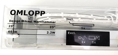 IKEA OMLOPP LED Countertop Light Dimmable 23" L white 704.357.30 - NEW