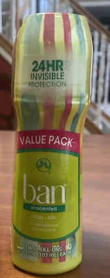 Desodorante antitranspirante Ban 24 horas sin perfume paquete de 3,5 oz x 2 Foto 1 de 2