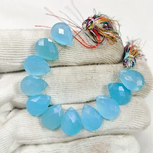 Amazing Aqua Onyx Briolette Beads Gemstone 10 beads Aqua Onyx Strand Size 14X10M - Picture 1 of 8