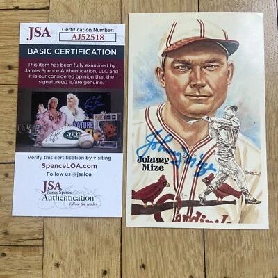 + Johnny Mize Perez Steele /10000 Postcard Authenticated Autograph JSA COA - Image 1 of 4
