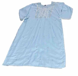 Indian Women Blue Anarkali Blended Silk Kurta Pant & Dupatta Dress Top Tunic - Picture 1 of 22