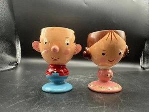 2 tazas de huevos de madera Sevi Italia niña y niño - Imagen 1 de 8