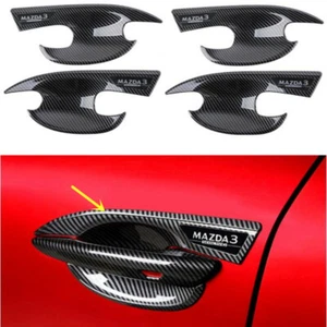 Carbon Fiber 4X Exterior Door Handle Bowl Cover Trim For Mazda 3 Axela 2020-2025 - Picture 1 of 5