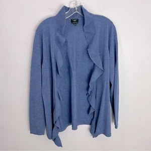 Cárdigan Talbots 100 % italiano lana merino con volantes para mujer talla 1X azul - Imagen 1 de 4