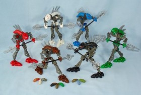 All 6 Lego Bionicle RAHKSHI (8587 ~ 8592) Complete + 3 WILD KRAATA (9 Kraata)