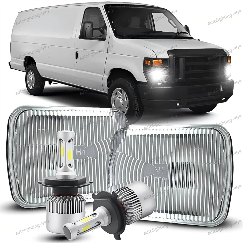 Par de faros LED de haz alto bajo para Ford E-150 Econoline E-250 E-350 5x7 7x6" Foto 1 de 4