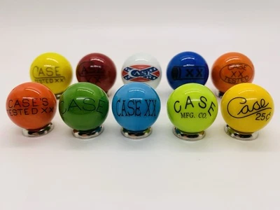 10 Case XX KNIFE/KNIVES Advertising Assorted Glass Shooter Marbles & Stands. - Image 1 of 4