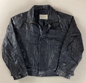 Vintage London Fog Leather Bomber Jacket 1990s Black Size XL - Picture 1 of 21