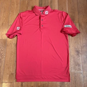 Mens Footjoy Titleist Golf Polo Shirt Solid Red Polyester Spandex sz Small - Picture 1 of 11