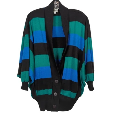 Vintage Felicity Barbara Lesser Women's size S Stripe Batwing Cardigan Sweater - Image 1 of 4