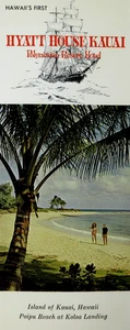 Folleto de viaje mapa de la arquitectura polinesia Tiki Hyatt House Kauai Hawai 1964 - Imagen 1 de 9