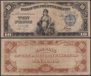 Banca delle Isole Filippine, 10 Pesos, 1933, VF++, P-23 - Foto 1 di 1