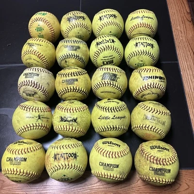20 Used 12 Inch Softballs Great for Training Practice    Back Yard Cage. - image 1 of 4