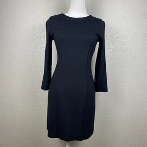 BCBGMAXAZRIA Ponte Knit Midi Dress Womens 6 Black Long Sleeve Career Mod Retro - Picture 1 of 12