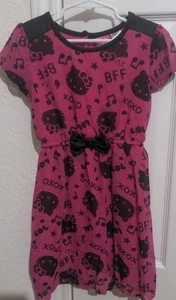 Vestido de manga corta totalmente forrado rosa y negro de Hello Kitty para niñas. Talla 6/6X - Imagen 1 de 7